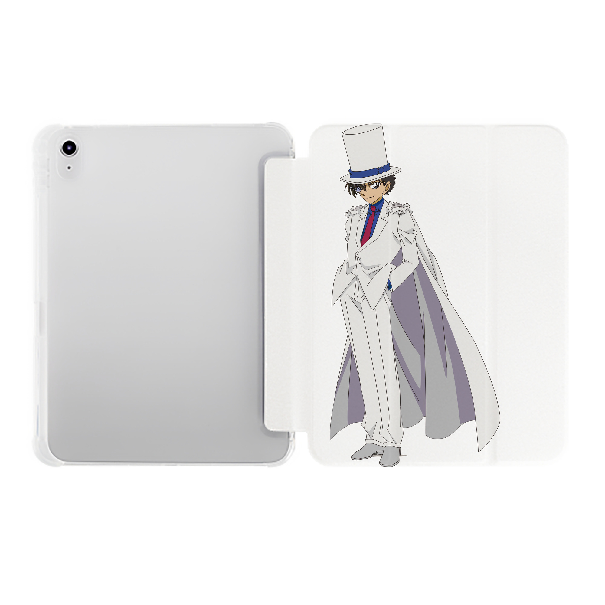 （画像用） 名探偵コナン くろば かいと Detective Conan Kuroba Kaito IPad ケース ペン収納付き 三つ折りスタンド PUレザー×シリコン 対応機種9.5/10.5/10.9インチ